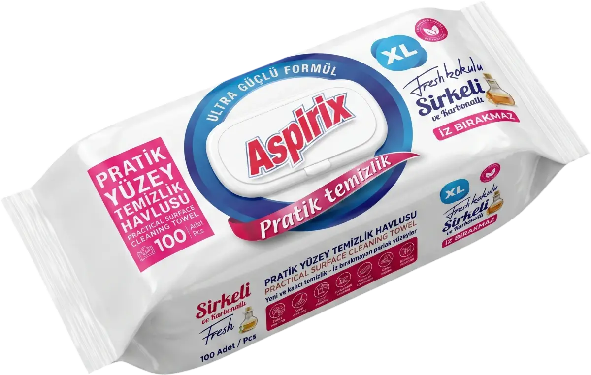 Șervețele umede multisuprafețe Aspirix cu Bicarbonat și Oțet